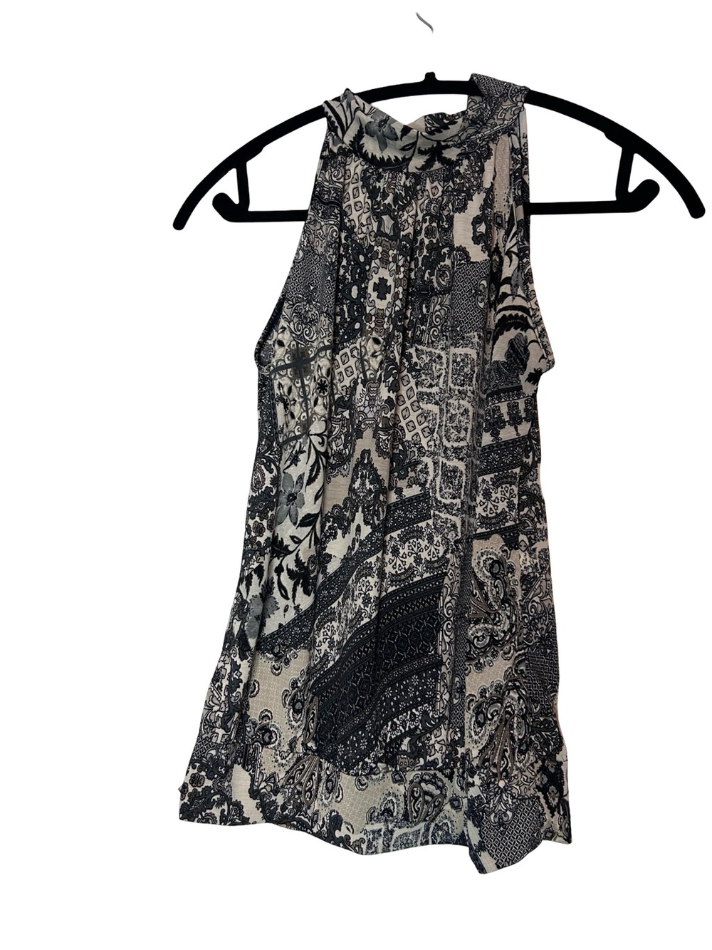 blue sand - made in Italy Black and White Printed High Neck Tank Top